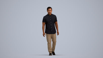 scanned 3D man casual walking, photogrammetry people for Enscape and V-Ray, standing pose render
