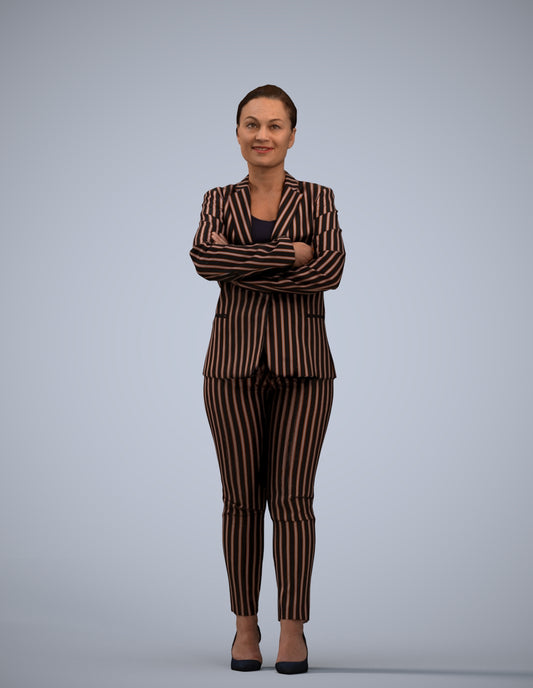 scanned 3D woman business standing, photogrammetry people for Enscape and V-Ray