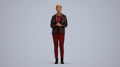 realistic 3D human woman business standing, archviz people FBX OBJ for Blender, standing pose render