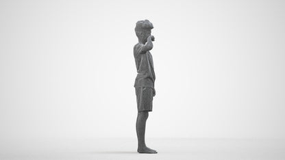 3D scanned boy kids, photorealistic archviz people for Enscape and SketchUp, wireframe side view