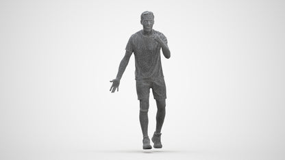 3D human model man sport, photogrammetry scanned person for archviz, three-quarter front view render