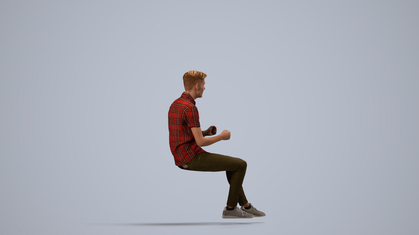 realistic 3D people man casual driving, render-ready for V-Ray and Corona, FBX OBJ, side view render