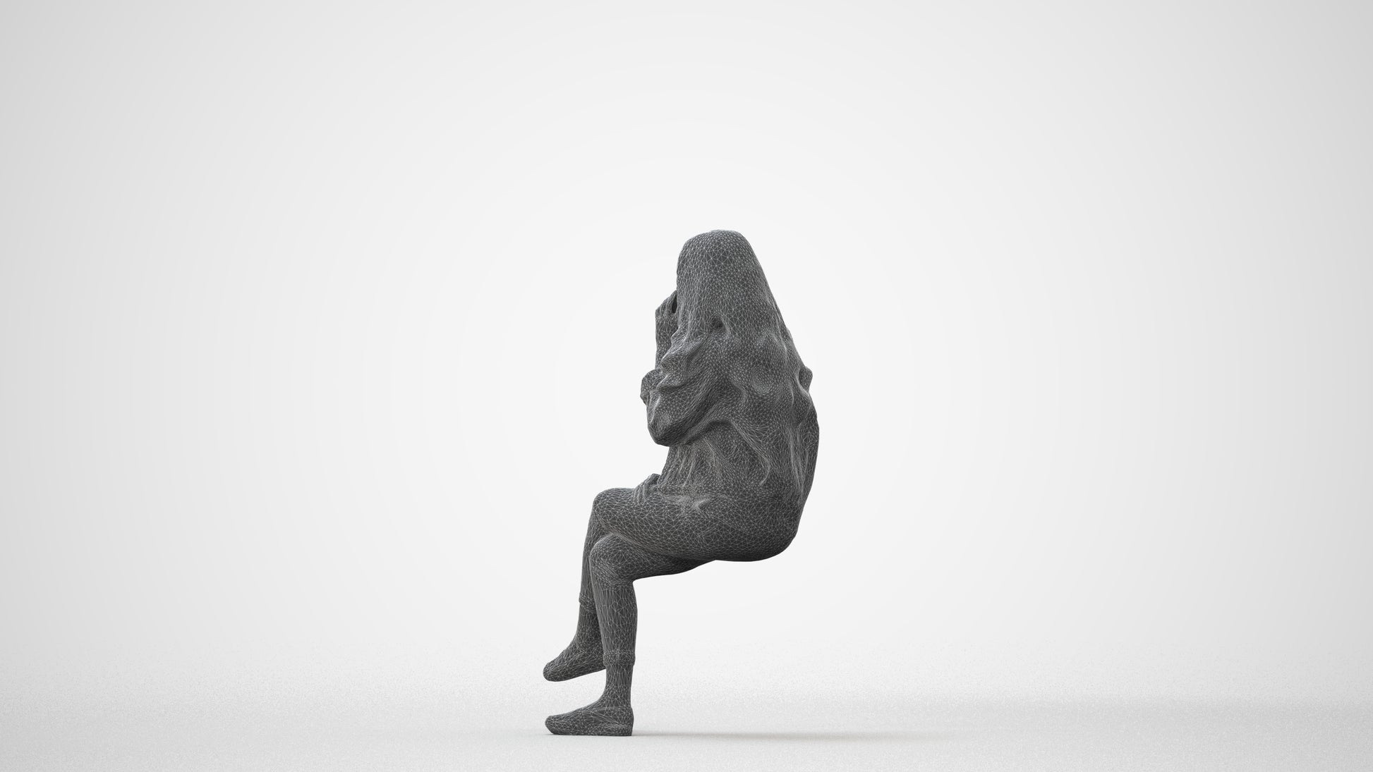 realistic 3D human woman casual sitting, archviz people FBX OBJ for Blender, square thumbnail