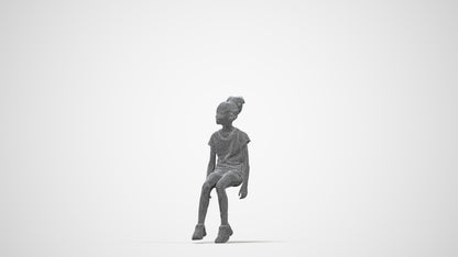 3D people model girl casual kids, scanned human for 3ds Max rendering, wireframe back view