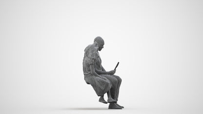 3D people model girl casual kids, scanned human for 3ds Max rendering, wireframe side view