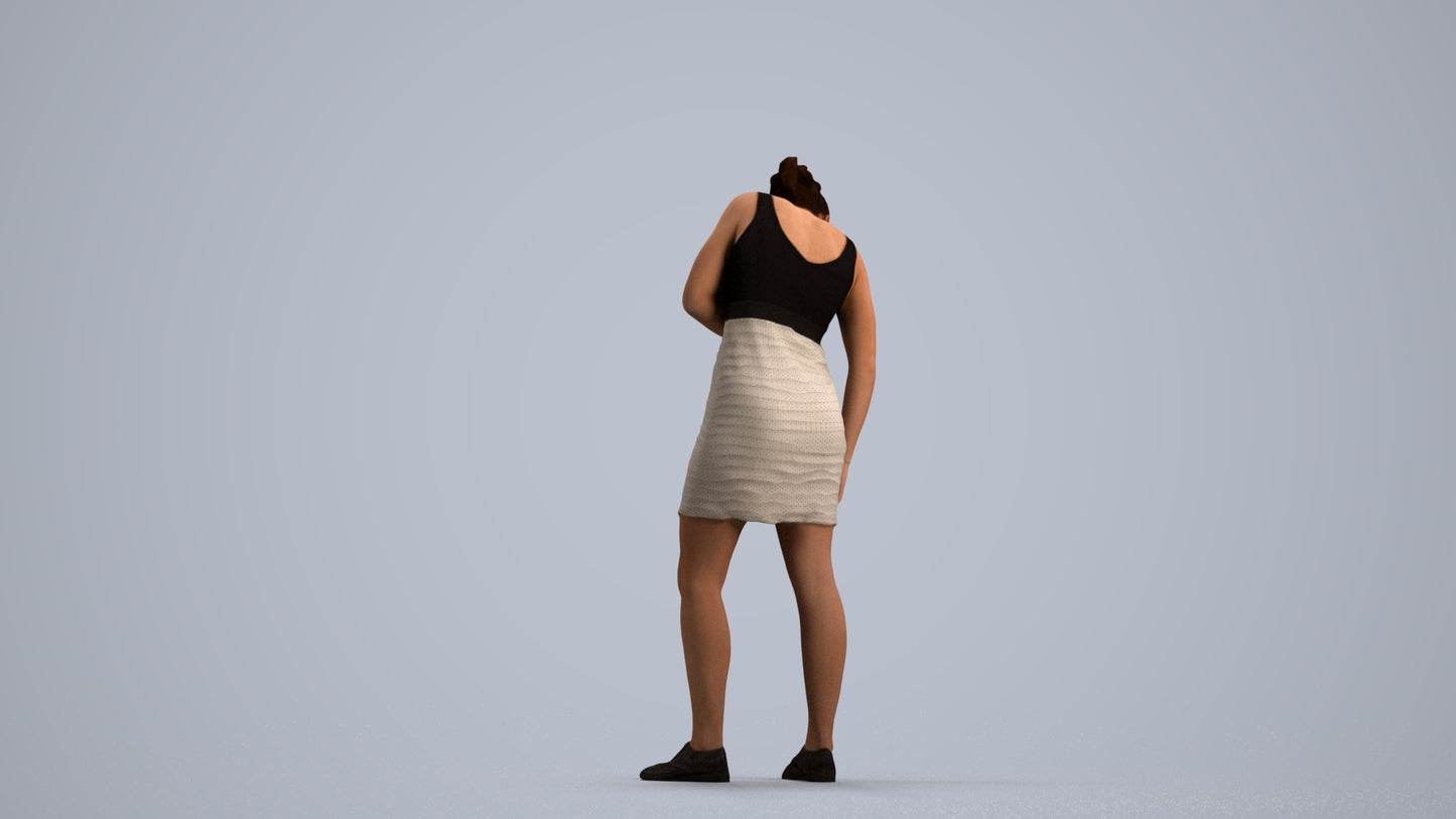 realistic 3D human girl casual kids, archviz people FBX OBJ for Blender, front view render