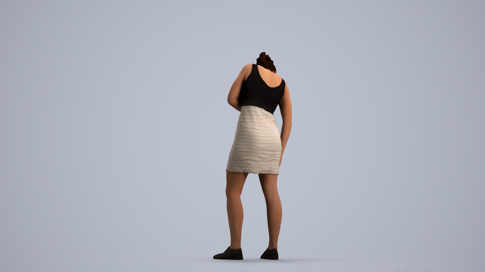 realistic 3D human girl casual kids, archviz people FBX OBJ for Blender, front view render