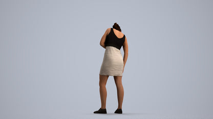 realistic 3D human girl casual kids, archviz people FBX OBJ for Blender, front view render