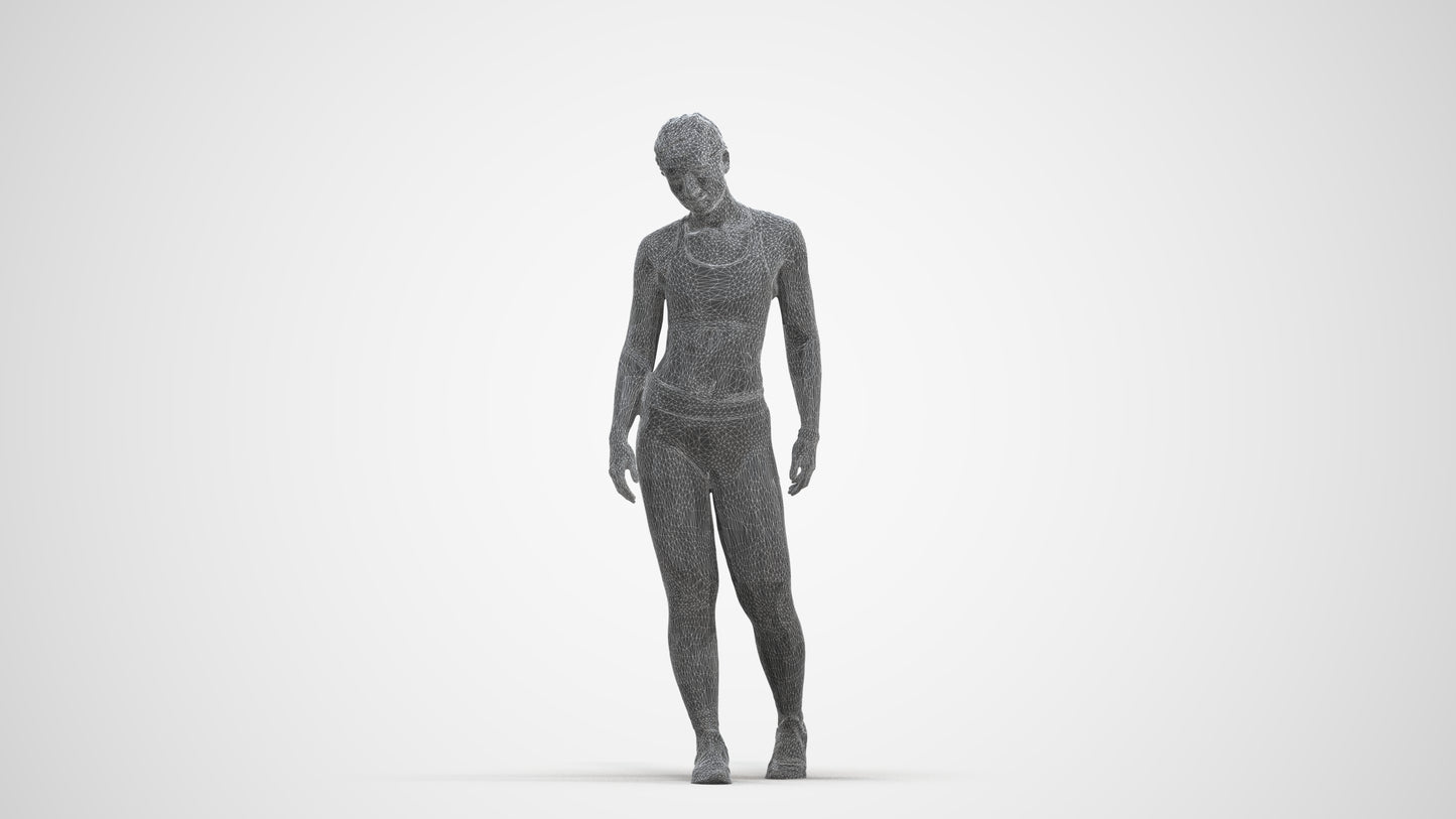 3D people model woman sport, scanned human for 3ds Max rendering, three-quarter front view render
