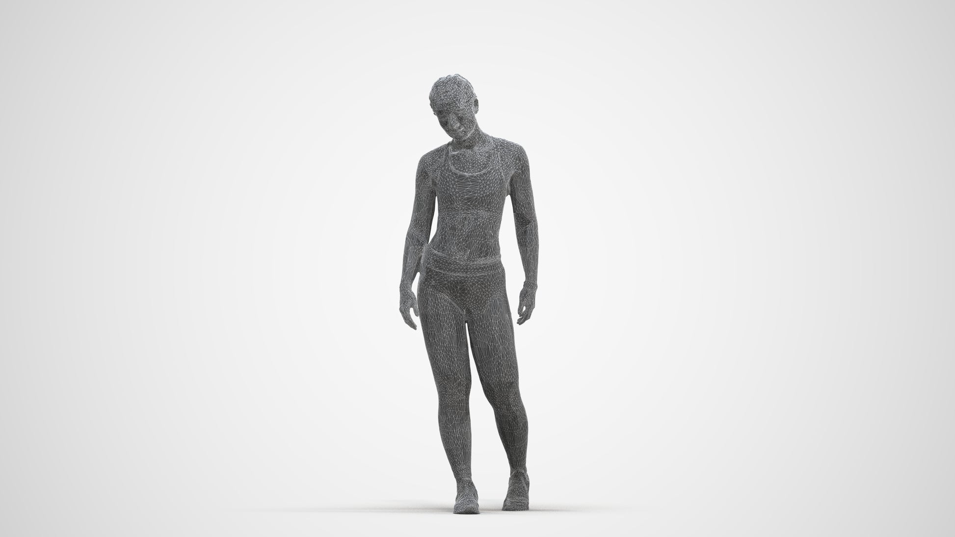 3D people model woman sport, scanned human for 3ds Max rendering, three-quarter front view render