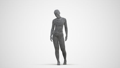 3D people model woman sport, scanned human for 3ds Max rendering, three-quarter front view render