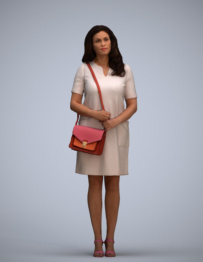 realistic 3D woman business standing, scanned archviz people for Blender and 3ds Max