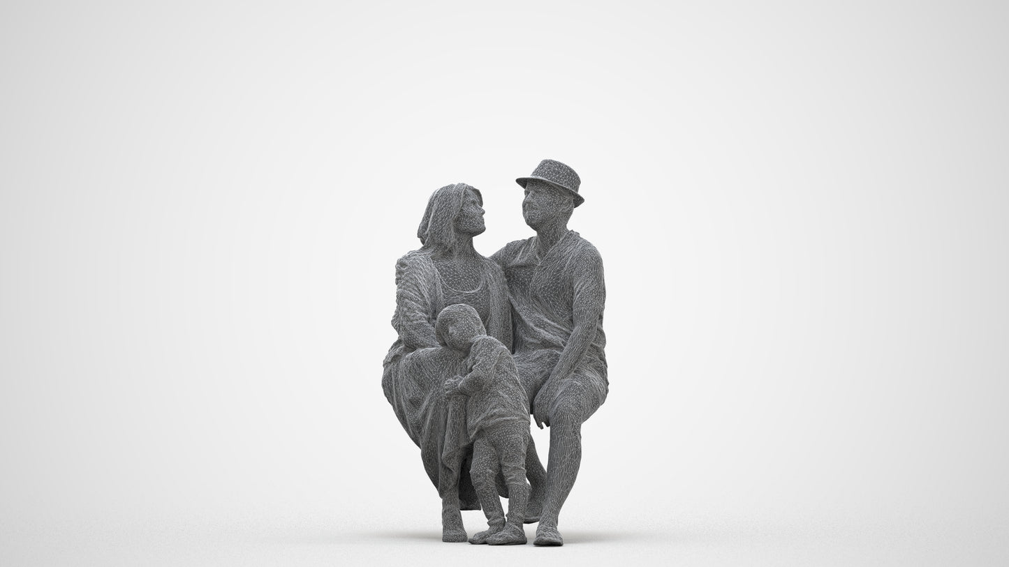3D scanned girl kids, photorealistic archviz people for Enscape and SketchUp, three-quarter front view render