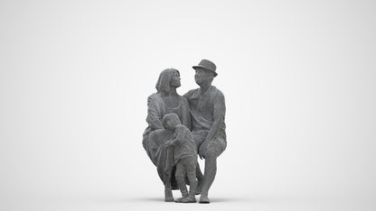 3D scanned girl kids, photorealistic archviz people for Enscape and SketchUp, three-quarter front view render