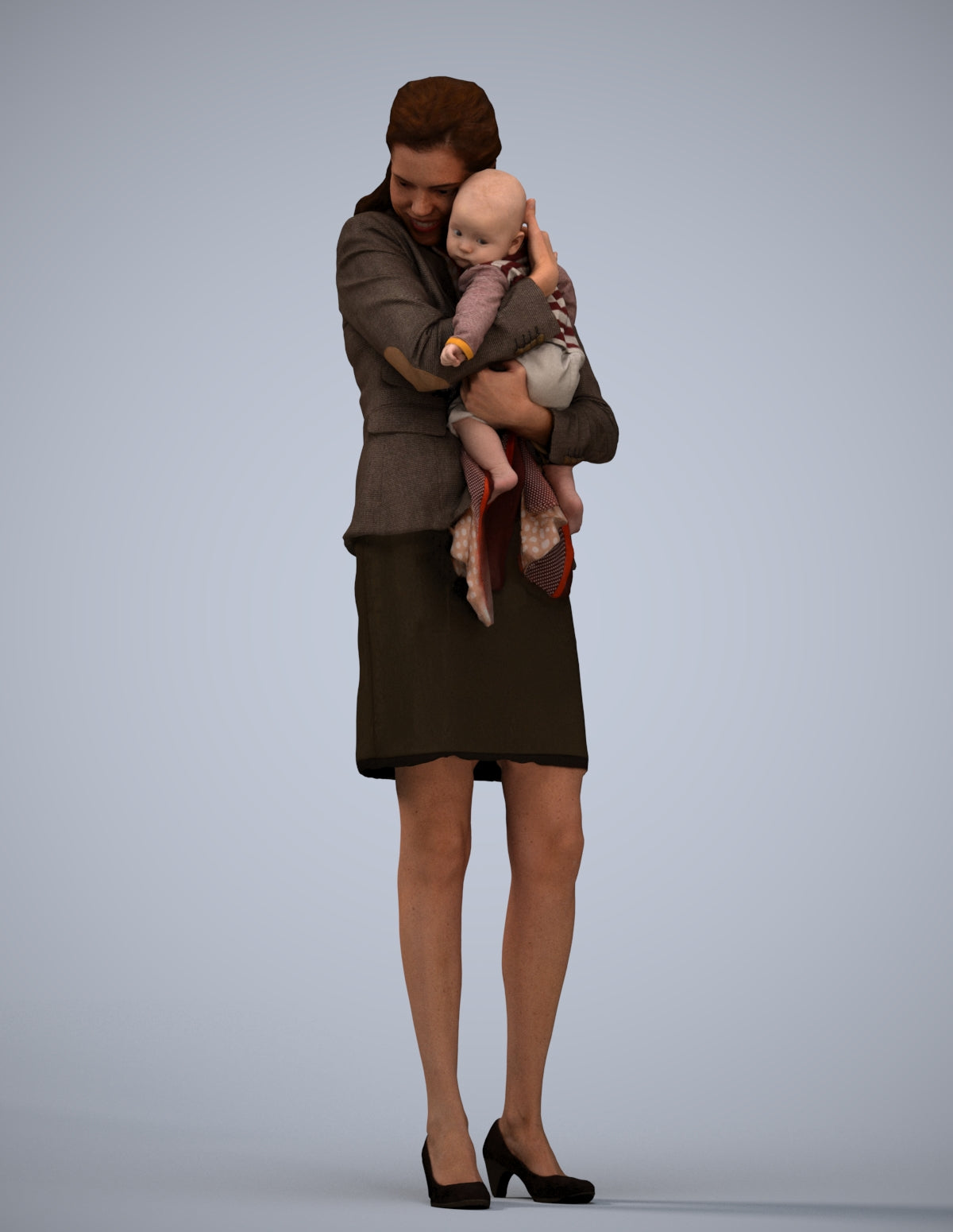 3D scanned girl kids business, photorealistic archviz people for Enscape and SketchUp