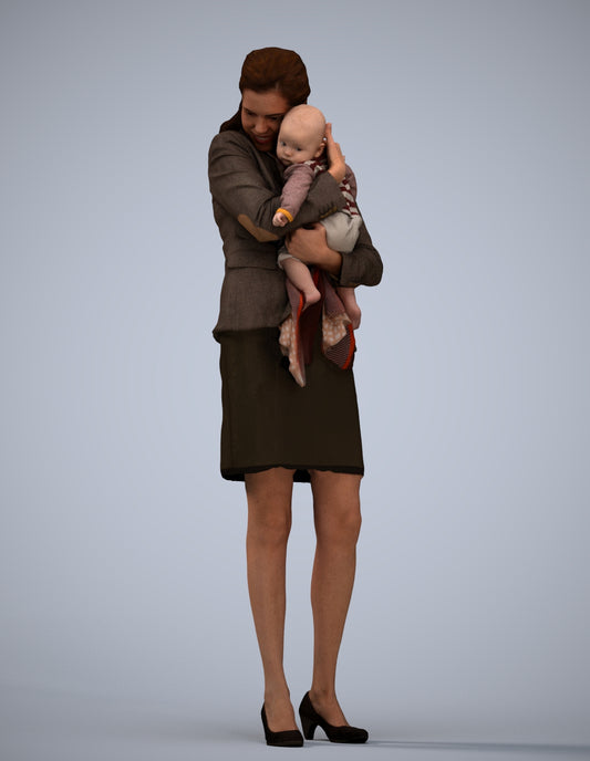 3D scanned girl kids business, photorealistic archviz people for Enscape and SketchUp