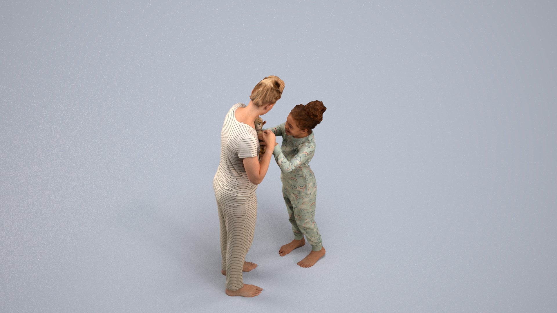 photogrammetry 3D girl mix, realistic human model archviz FBX, back view render