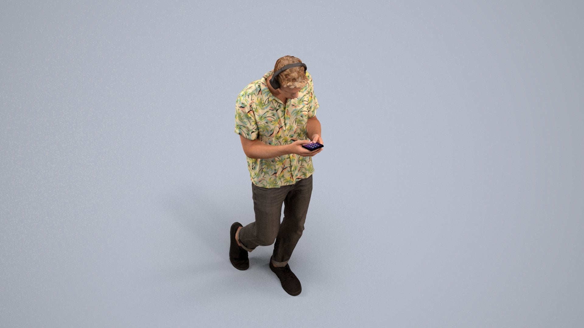 3D scanned man standing casual, photorealistic archviz people for Enscape and SketchUp, back view render