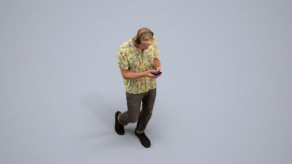 3D scanned man standing casual, photorealistic archviz people for Enscape and SketchUp, back view render