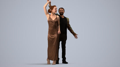 scanned 3D woman formal dancing, photogrammetry people for Enscape and V-Ray, side view render