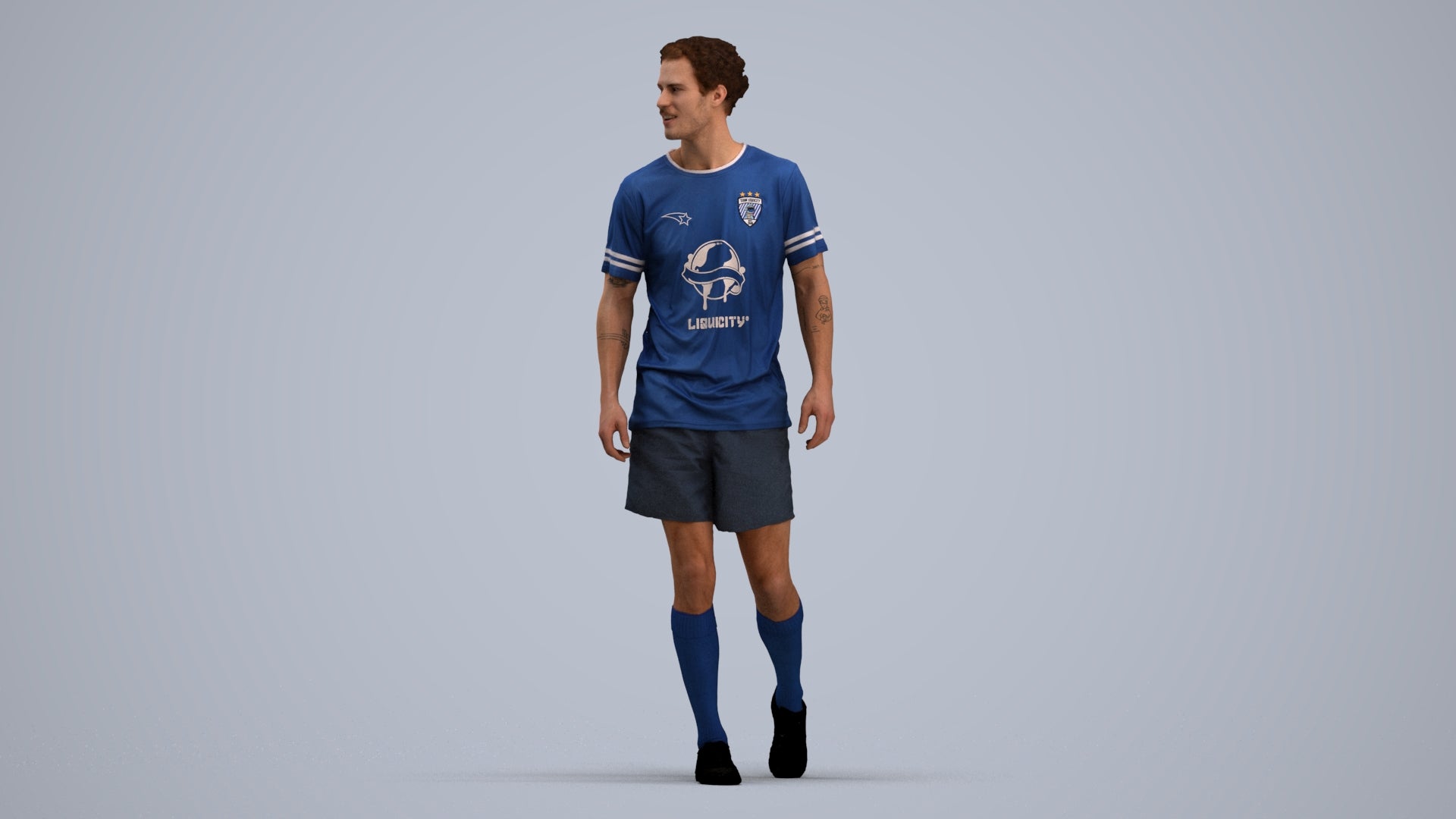 3D scanned man sport, photorealistic archviz people for Enscape and SketchUp, standing pose render