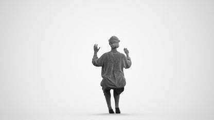 realistic 3D girl casual kids, scanned archviz people for Blender and 3ds Max, wireframe front view