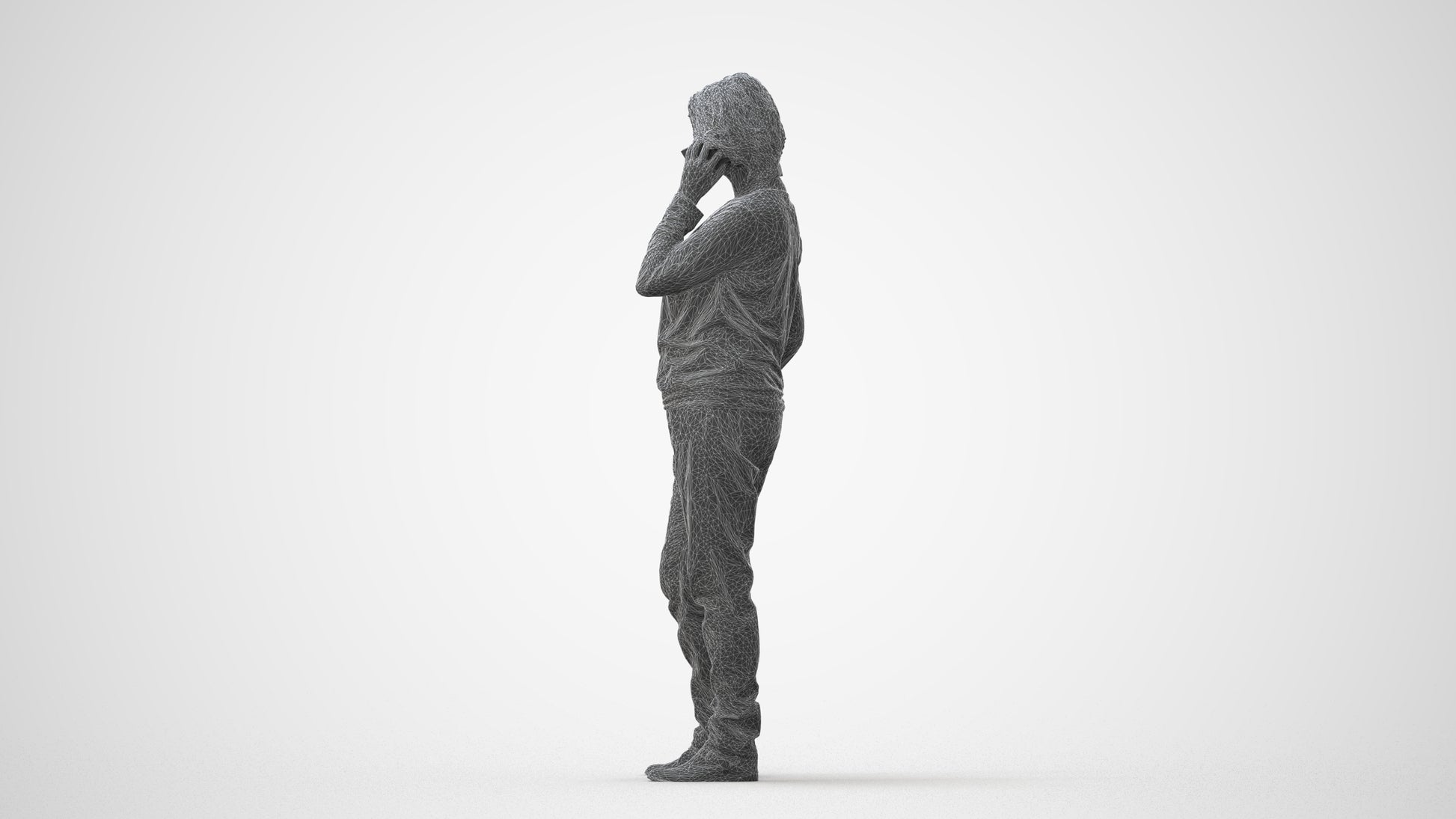 realistic 3D woman casual standing, scanned archviz people for Blender and 3ds Max, square thumbnail
