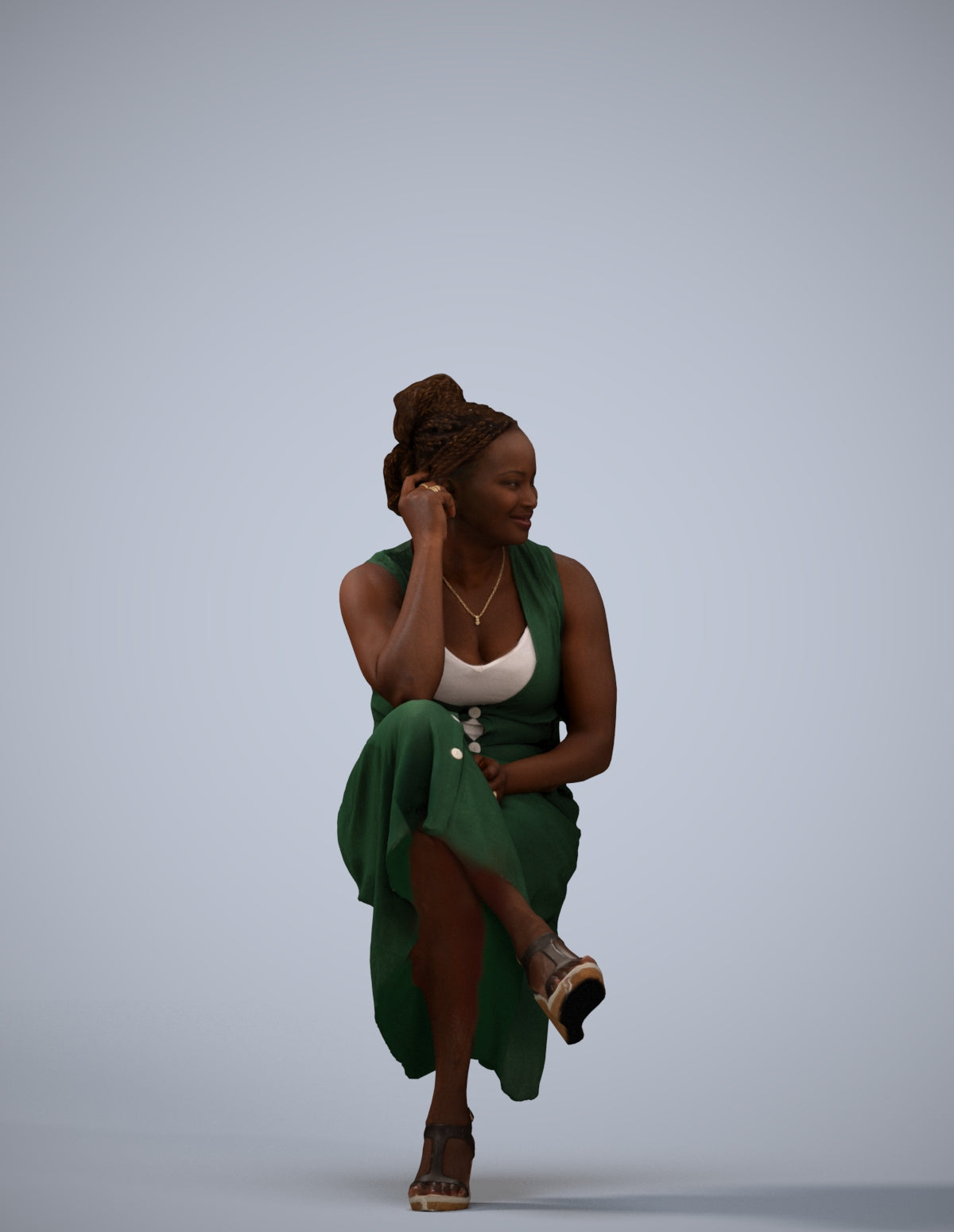 3D people model woman casual sitting, scanned human for 3ds Max rendering