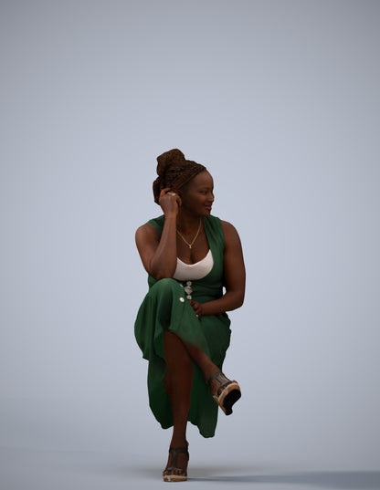 3D people model woman casual sitting, scanned human for 3ds Max rendering