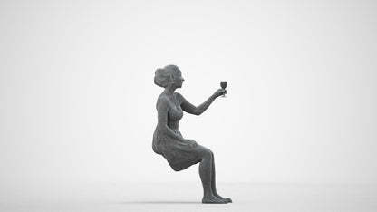 3D scanned woman formalaffairs formal, photorealistic archviz people for Enscape and SketchUp, wireframe side view