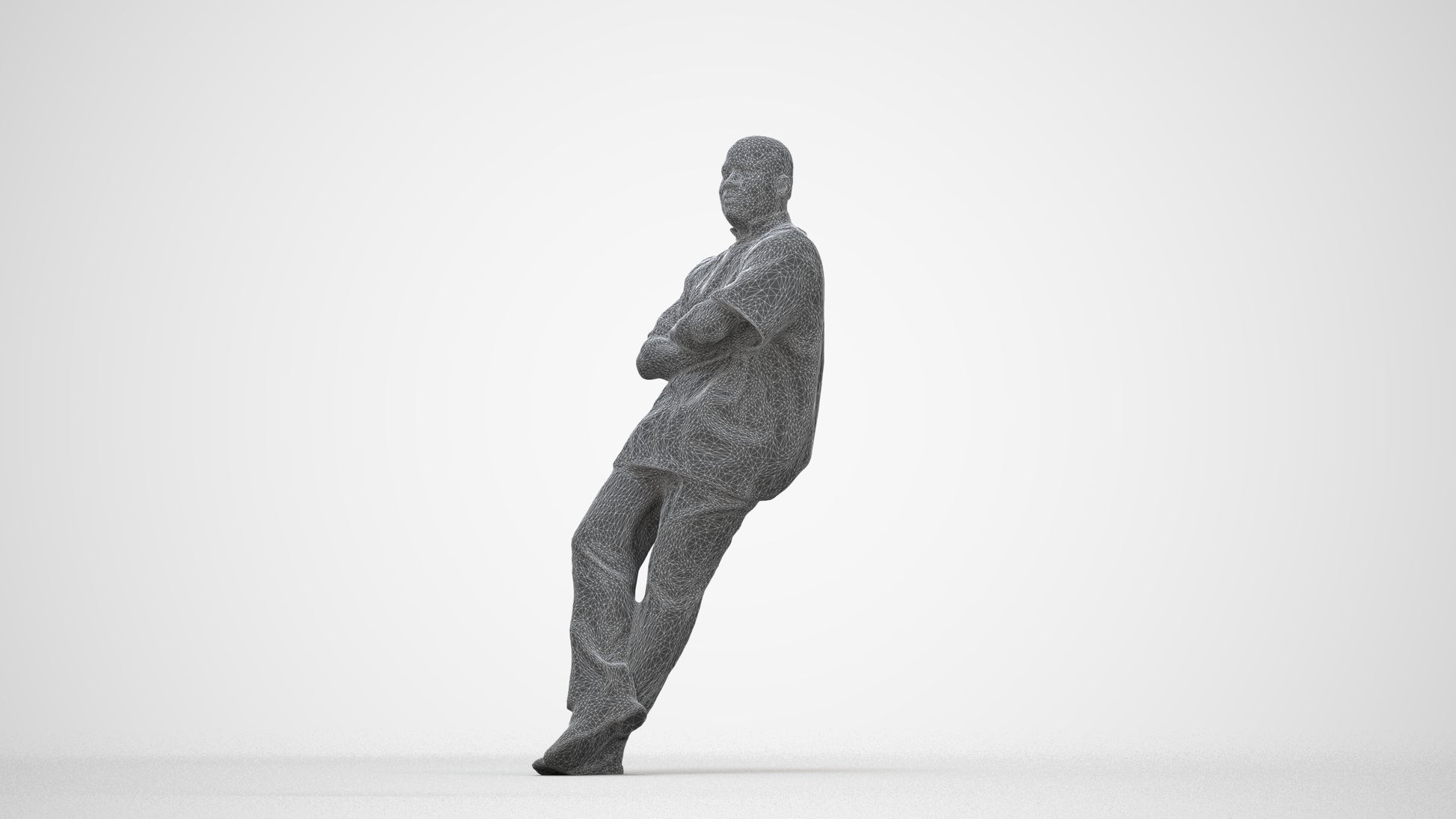 3D scanned man hospitality, photorealistic archviz people for Enscape and SketchUp, wireframe back view