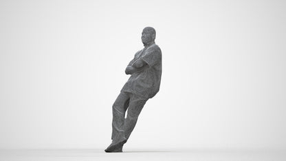3D scanned man hospitality, photorealistic archviz people for Enscape and SketchUp, wireframe back view