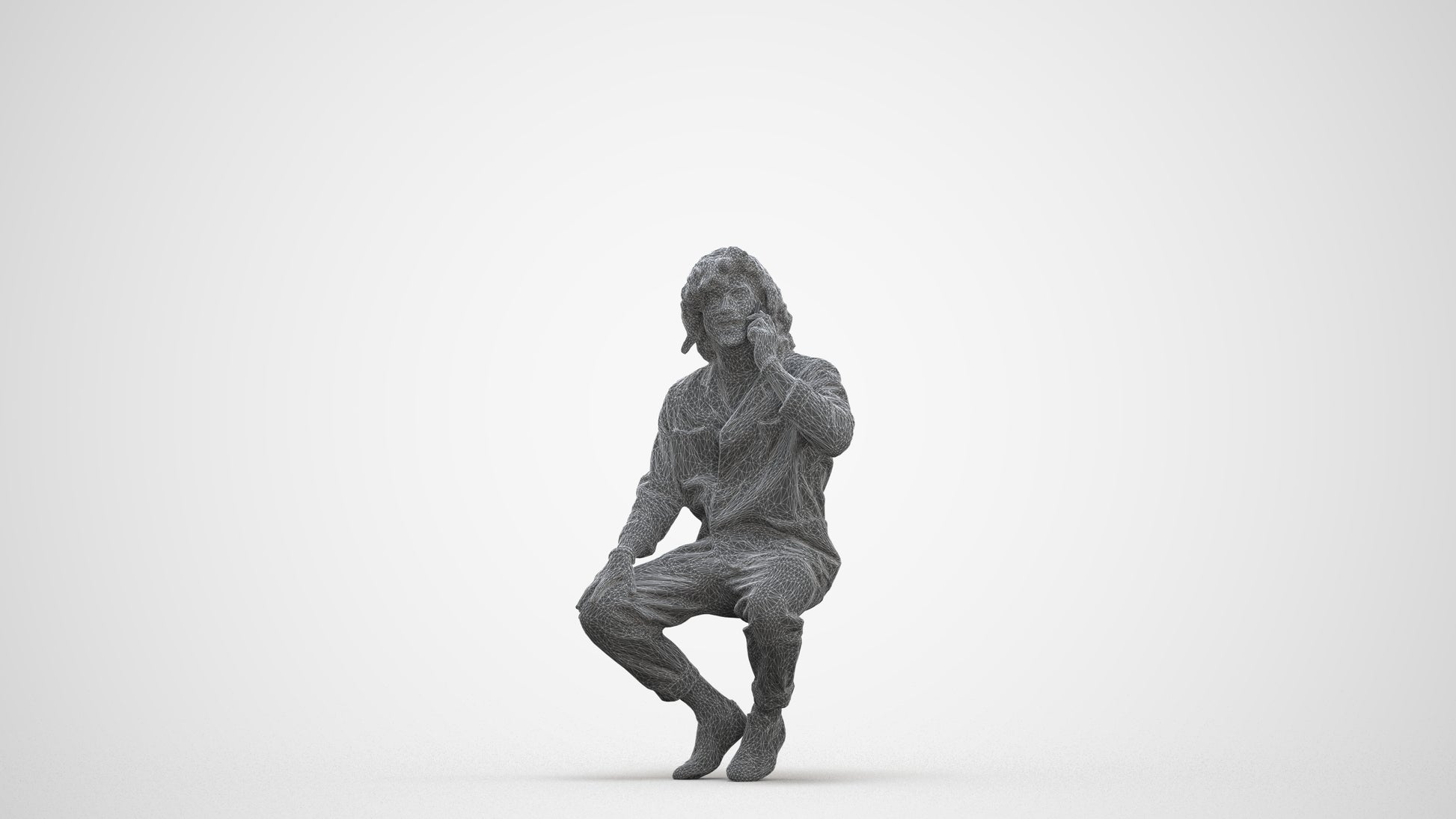 realistic 3D man casual sitting, scanned archviz people for Blender and 3ds Max, three-quarter front view render