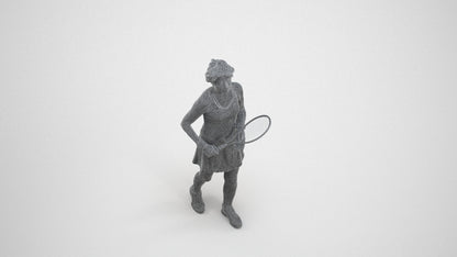 3D human model woman sport, photogrammetry scanned person for archviz, wireframe three-quarter view