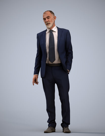 3D people model senior man business, scanned human for 3ds Max rendering