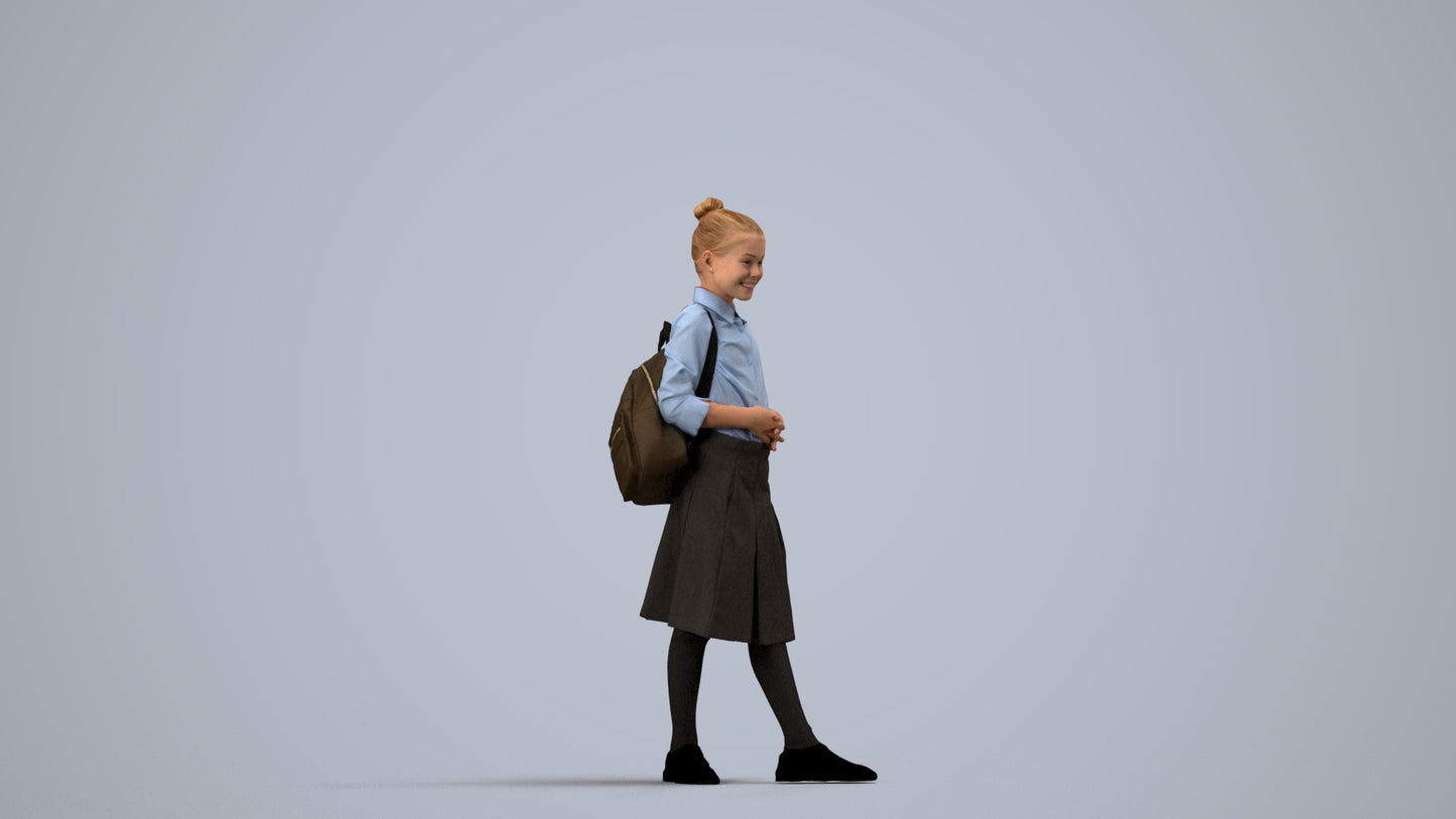 scanned 3D girl kids, photogrammetry people for Enscape and V-Ray, side view render