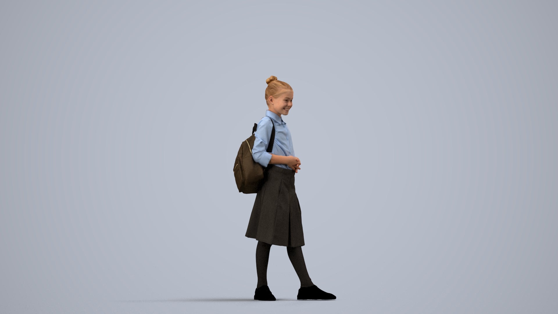 scanned 3D girl kids, photogrammetry people for Enscape and V-Ray, side view render