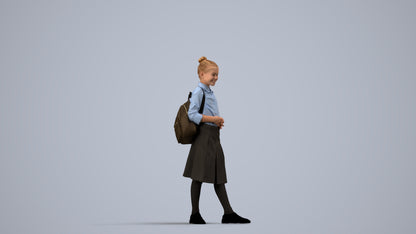 scanned 3D girl kids, photogrammetry people for Enscape and V-Ray, side view render