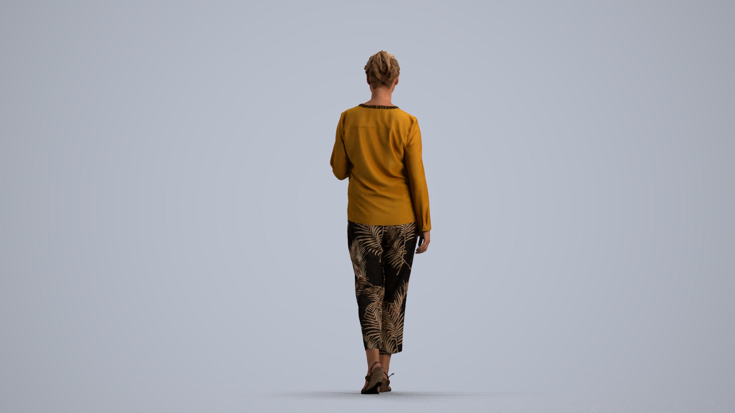 scanned 3D woman casual walking, photogrammetry people for Enscape and V-Ray, front view render