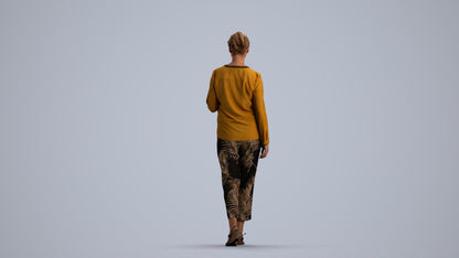 scanned 3D woman casual walking, photogrammetry people for Enscape and V-Ray, front view render