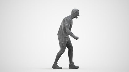 3D human model man sport, photogrammetry scanned person for archviz, wireframe side view
