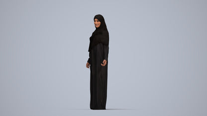 photogrammetry 3D woman standing, realistic human model archviz FBX, top-down view render
