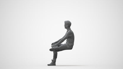 realistic 3D man casual sitting, scanned archviz people for Blender and 3ds Max, square thumbnail
