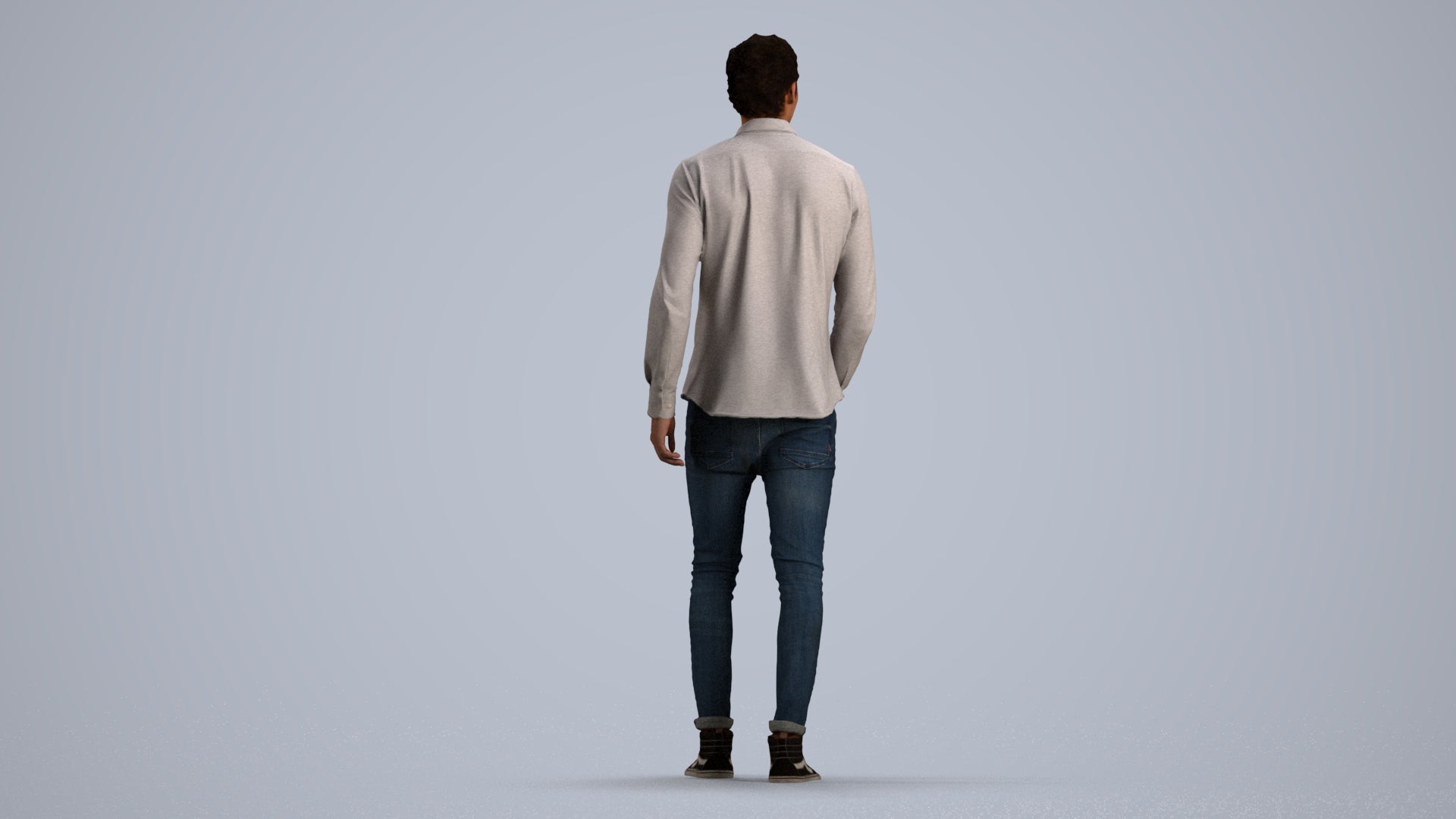 realistic 3D man casual walking, scanned archviz people for Blender and 3ds Max, front view render