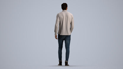 realistic 3D man casual walking, scanned archviz people for Blender and 3ds Max, front view render