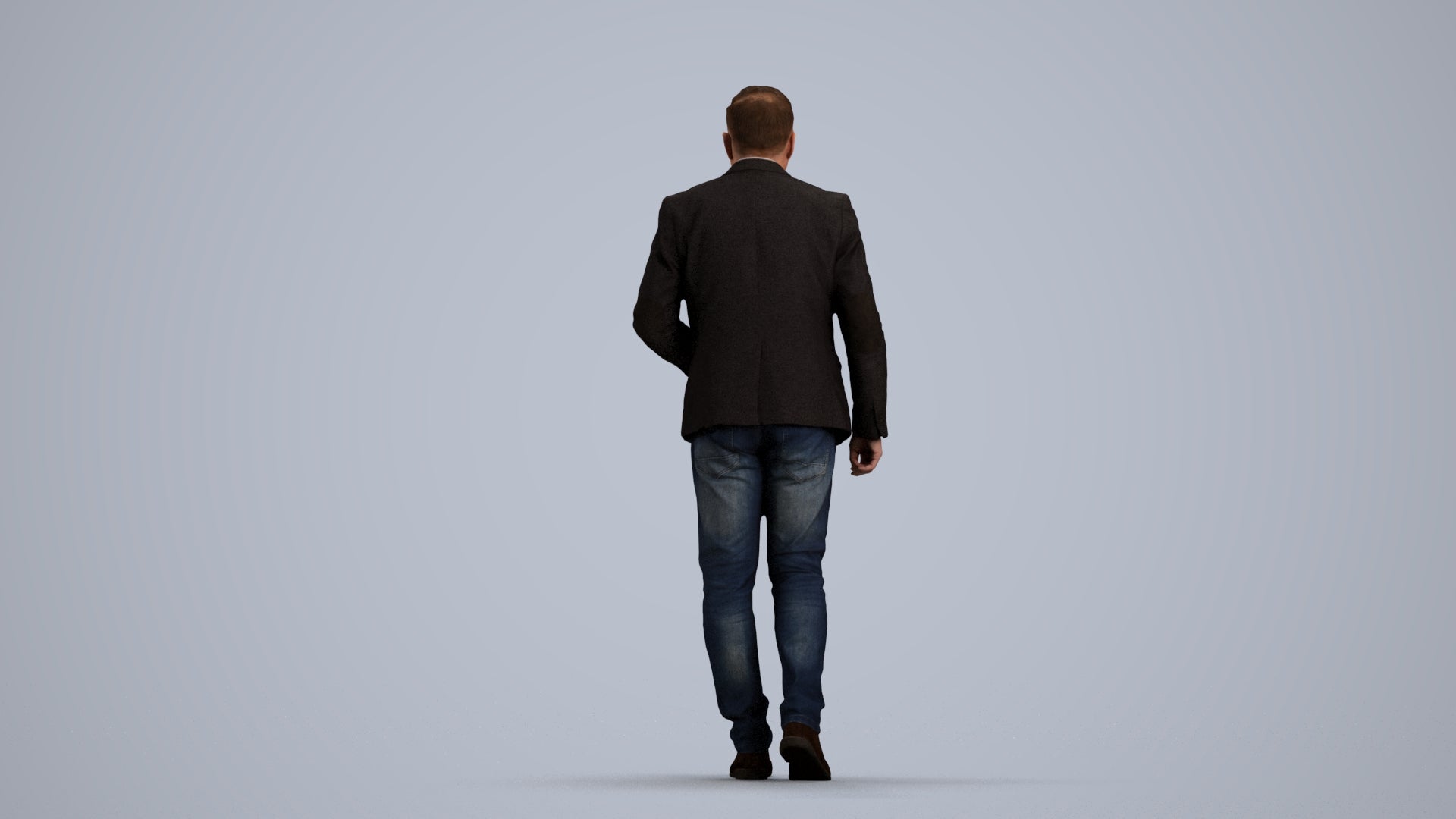 realistic 3D human man business, archviz people FBX OBJ for Blender, front view render