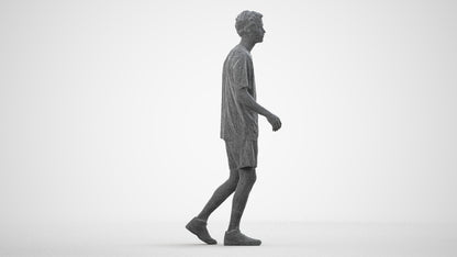3D scanned man sport, photorealistic archviz people for Enscape and SketchUp, wireframe side view