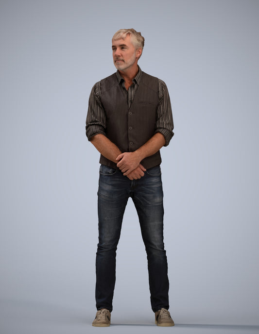 scanned 3D man casual standing, photogrammetry people for Enscape and V-Ray