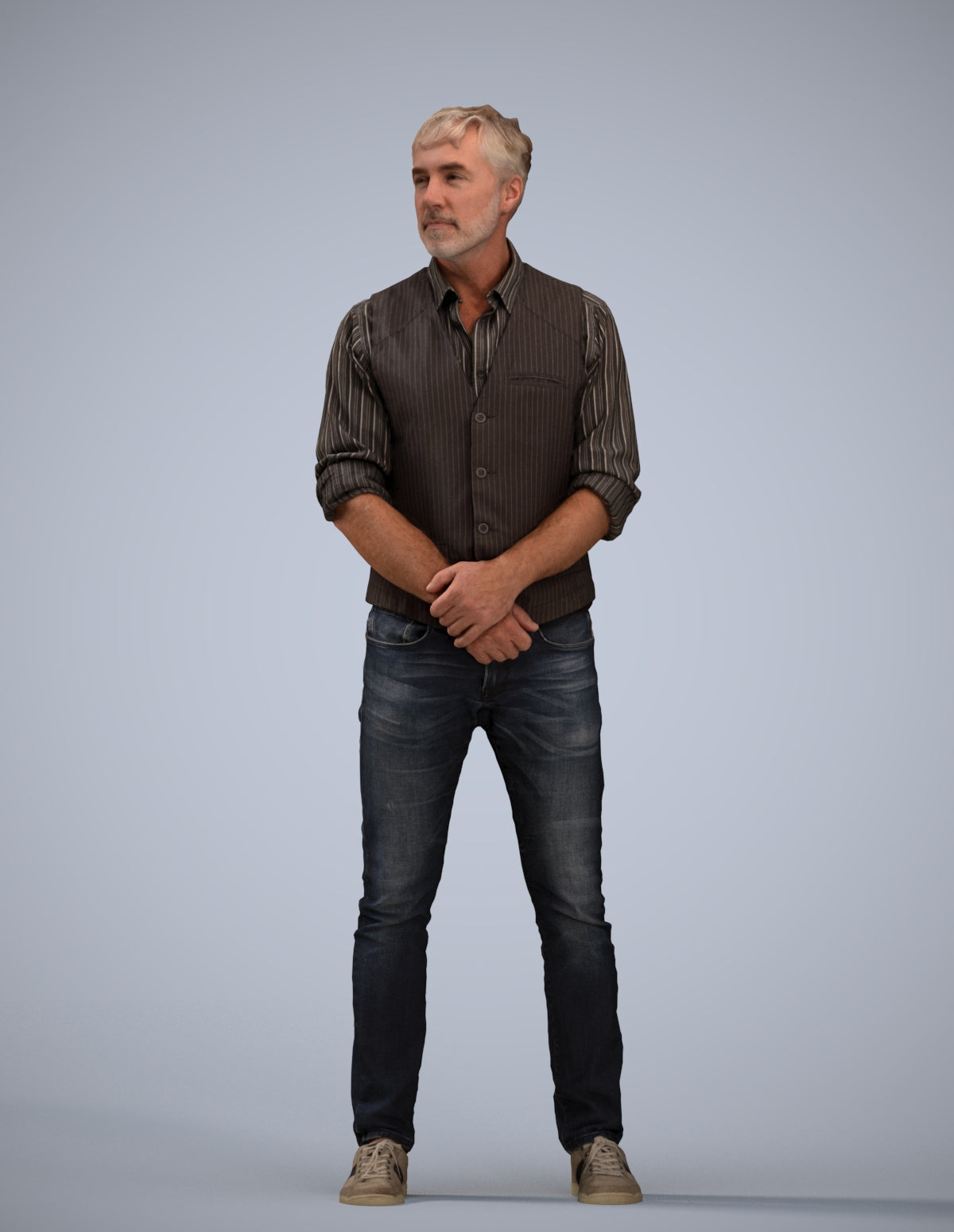 scanned 3D man casual standing, photogrammetry people for Enscape and V-Ray