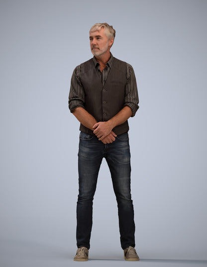 scanned 3D man casual standing, photogrammetry people for Enscape and V-Ray